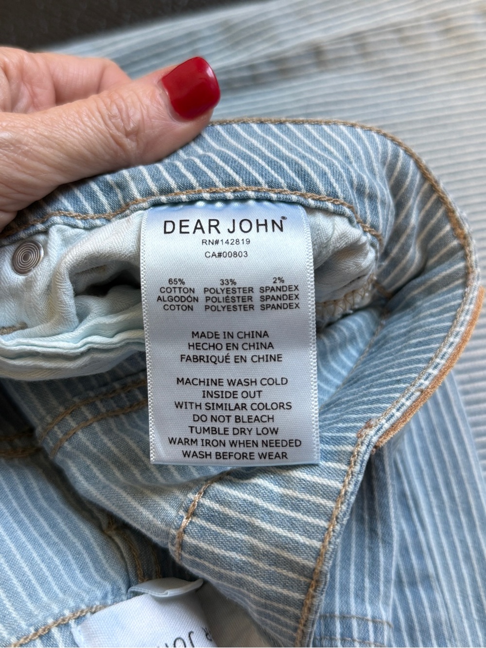 Dear John Fiona Wide Leg High-Waist Jeans in Light Blue Stripe 29 - Picture 7 of 8
